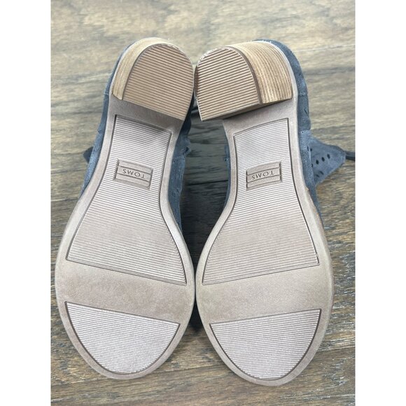 TOMS Majorca Peep Toe Boot Forged Iron Gray Suede Perforated Leaf Sz 6.5 NIB - Picture 6 of 8